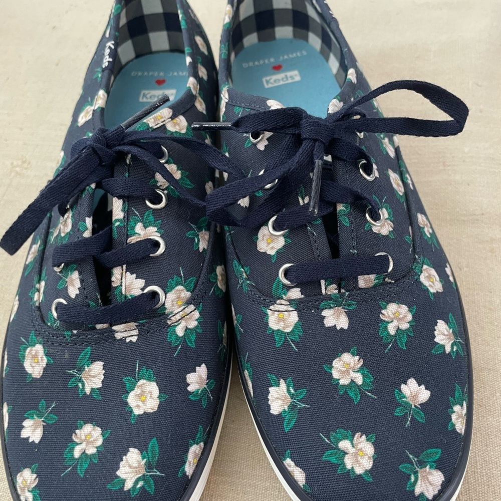 Keds X Draper James Women's Size 8 Champion Magnolia Navy Shoes Sneakers WF62399